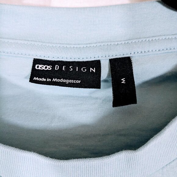 Asos Men's Light Blue Stretch Cotton T-Shirt Size M - Picture 4 of 4